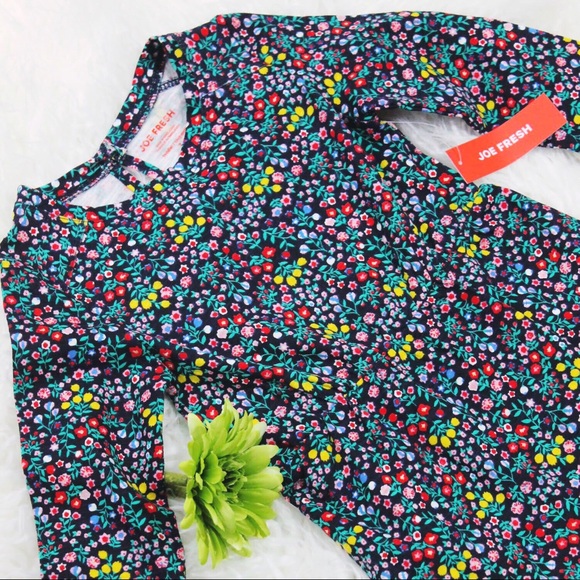 NWT Joe Fresh Girls Ruffle Flower Print Dress - Picture 3 of 6